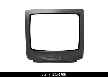 Vecchia TV analogica. Concetto di tecnologia retrò. Schermata vuota per il testo. TV vintage degli anni '1980, '1990, '2000 isolato su sfondo bianco. Con clippin Foto Stock