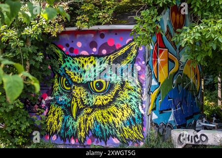 Colorata Street art nel quartiere Freetown Christiania di Copenaghen Foto Stock