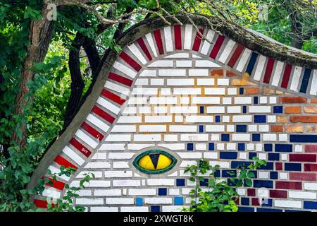 Colorata Street art nel quartiere Freetown Christiania di Copenaghen Foto Stock