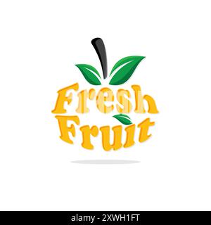 Design del modello tipografico con effetto lettera di frutta fresca. Illustrazione vettoriale Illustrazione Vettoriale