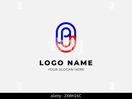 Logo U P con forma ovale. Design moderno e minimalista con logo monogramma. Colore modificabile Illustrazione Vettoriale