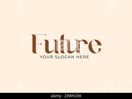 Logo typo parola FUTURE logo design. Elegante, lussuosa, yoga, fitness, logo donna. Colore modificabile Illustrazione Vettoriale