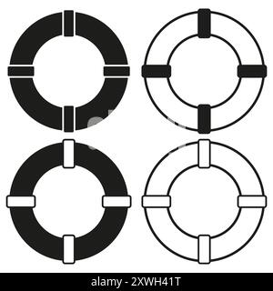 Icona della suoneria salvavita. Forme circolari audaci. Vettore simbolo di sicurezza. Equipaggiamento di salvataggio nautico. Illustrazione Vettoriale