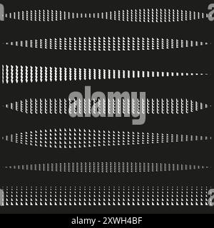 Illustrazione dello schema delle frecce. Forme triangolari geometriche. Contrasto bianco e nero. Disegno astratto vettoriale. Illustrazione Vettoriale
