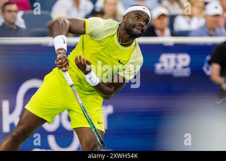 Mason, Ohio, Stati Uniti. 19 agosto 2024. Frances Tiafoe (USA) partecipa al campionato maschile del Cincinnati Open presso il Lindner Family Tennis Center di Mason, Ohio. (Credit Image: © Scott Stuart/ZUMA Press Wire) SOLO PER USO EDITORIALE! Non per USO commerciale! Crediti: ZUMA Press, Inc./Alamy Live News Foto Stock