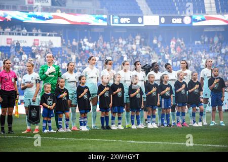 Harrison, Stati Uniti. 19 agosto 2024. Harrison, NJ, Stati Uniti, 19 agosto 2024: Gotham FC Before the International Friendship tra Gotham FC e Chelsea FC alla Red Bull Arena di Harrison, New Jersey, Stati Uniti (SOLO PER USO EDITORIALE). (Rebekah Wynkoop/SPP) credito: SPP Sport Press Photo. /Alamy Live News Foto Stock