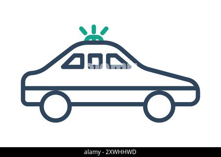 Icona della macchina della polizia. stile icona linea. icona relativa al trasporto. illustrazione vettoriale degli elementi legali Illustrazione Vettoriale