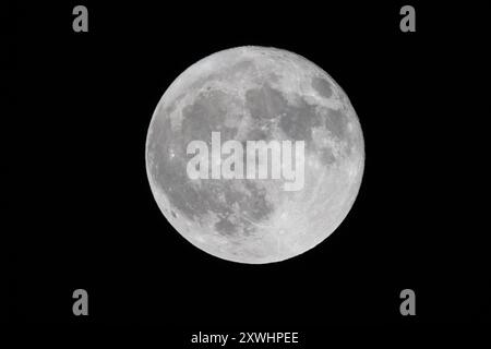 Los Angeles, Stati Uniti. 19 agosto 2024. La luna piena super blu sorge sopra il cielo a Los Angeles. Credito: SOPA Images Limited/Alamy Live News Foto Stock