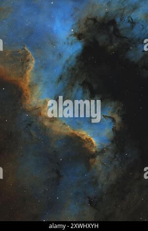 Cygnus Wall (NGC 7000) - parte della nebulosa del Nord America nella costellazione di Cygnus Foto Stock
