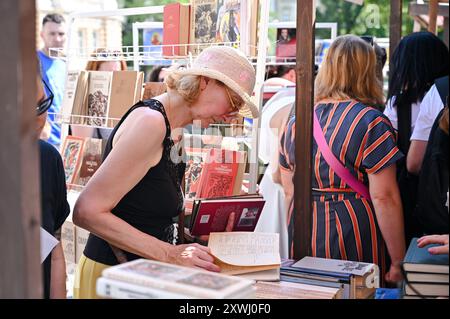Non esclusiva: LEOPOLI, UCRAINA - 18 AGOSTO 2024 - le persone hanno scambiato quasi 5.000 libri durante l'evento di Piazza del Libro organizzato dalla Libr Municipale di Leopoli Foto Stock