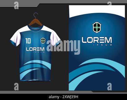 camicia sportiva, illustrazione, stile, tessuto, giocatore, maglia da calcio, design t-shirt, motivo maglia, e-sport, t-shirt, corse, jersey sport Illustrazione Vettoriale