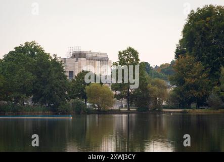 Il raduno del partito nazista, lo Zeppelinfield Grandstand (Zeppelintribüne), a Nürnberg, Germania Foto Stock