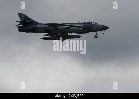 Un cacciatore di Hawker 1959 Mk58 (F58A) che vola con l'appaltatore militare privato, Airborne Tactical Advantage Company (ATAC) vicino Alla Fabbrica aerea navale, Atsugi, Foto Stock