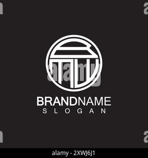 Modello di design con logo BMW Letter isolato su sfondo nero Illustrazione Vettoriale