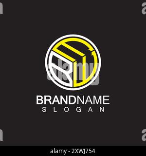 Modello di design con logo BMW Letter isolato su sfondo nero Illustrazione Vettoriale