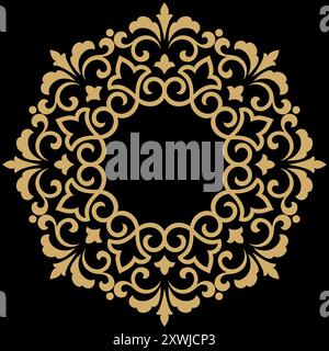 Cornice decorativa. Elegante elemento vettoriale per il design in stile orientale, da inserire per il testo. Contorno dorato bordo floreale. Illustrazione in pizzo per inviti e biglietti d'auguri Illustrazione Vettoriale