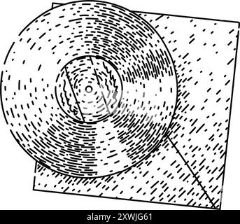 scanalatura vynil record schizzo vettore disegnato a mano Illustrazione Vettoriale