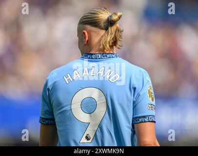 Londra, Regno Unito. 18 agosto 2024 - Chelsea contro Manchester City - Premier League - Stamford Bridge. Erling Haaland di Manchester City in azione. Crediti immagine: Mark Pain / Alamy Live News Foto Stock