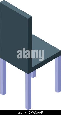 Sedia moderna con schienale in piedi su quattro gambe, vista isometrica Illustrazione Vettoriale