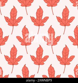 Foglie di botanica motivo floreale senza cuciture autunnale Illustrazione Vettoriale