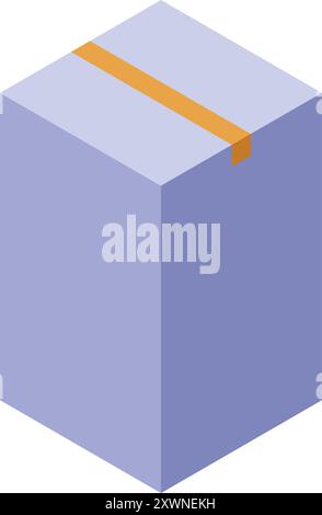 Semplice illustrazione vettoriale di una scatola di cartone chiusa sigillata con nastro adesivo su sfondo bianco Illustrazione Vettoriale