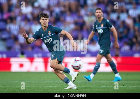 Alvaro Aguado dell'RCD Espanyol con il pallone durante la Liga EA Sports match tra Real Valladolid CF e RCD Espanyol allo stadio Jose Zorrilla su A. Foto Stock