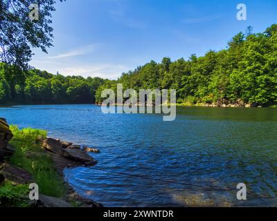 Il Kwisa [ˈkfʲisa] è un fiume nella Polonia sud-occidentale, un affluente di sinistra del Bóbr, che a sua volta è un affluente di sinistra del fiume Oder. Si solleva Foto Stock