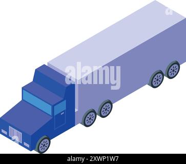 Blue Truck trasporta merci in una vista isometrica, che rappresenta la logistica e i servizi di consegna Illustrazione Vettoriale