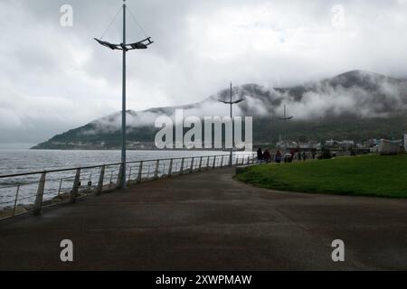 Nebbia sulle montagne di Mourne, Contea di Down, Irlanda del Nord Foto Stock