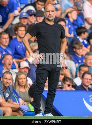 Londra, Regno Unito. 18 agosto 2024 - Chelsea contro Manchester City - Premier League - Stamford Bridge. Pep Guardiola, manager del Manchester City. Crediti immagine: Mark Pain/Alamy Live News Foto Stock