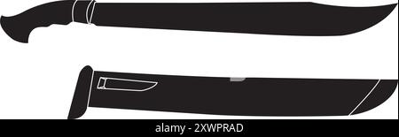 illustrazione vettoriale di machete e scabbard Illustrazione Vettoriale