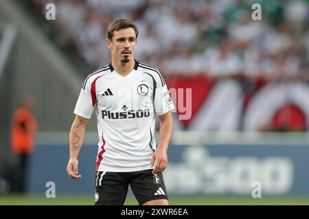 Varsavia, Polonia. 15 agosto 2024. Gil Dias di Legia Warszawa visto durante la partita di UEFA Conference League 2024/2025 tra Legia Warszawa - Brondby IF al Marshall Jozef Pilsudskis Municipal Stadium di Legia Varsavia. Punteggio finale; Legia Warszawa 1:1 Brondby IF. (Foto di Grzegorz Wajda/SOPA Images/Sipa USA) credito: SIPA USA/Alamy Live News Foto Stock