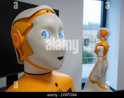 Robot dimostrativi al National Robotarium, Heriot Watt University, Riccarton, Edimburgo, Regno Unito. Foto Stock