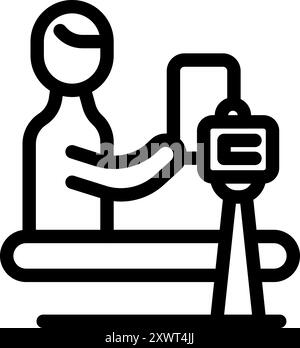 Il tecnico di laboratorio sta utilizzando con attenzione un dispositivo elettronico specializzato per analizzare un campione in un laboratorio scientifico Illustrazione Vettoriale