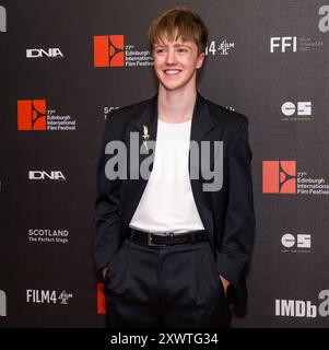 Cameo Cinema, Edimburgo, Scozia, Regno Unito, 20 agosto 2024. Edinburgh International Film Festival: Servizio fotografico su Red carpet per il film The Radleys al Cameo Cinema. Nella foto: Harry Baxendale che interpreta Rowan Radley. Crediti: Sally Anderson/Alamy Live News Foto Stock