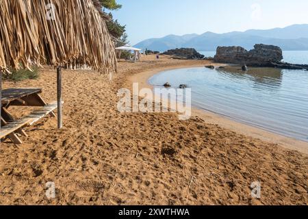 Splendida vista di Lepeda Beach, Cefalonia, Isole Ionie, Grecia Foto Stock