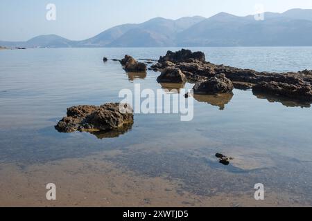 Splendida vista di Lepeda Beach, Cefalonia, Isole Ionie, Grecia Foto Stock