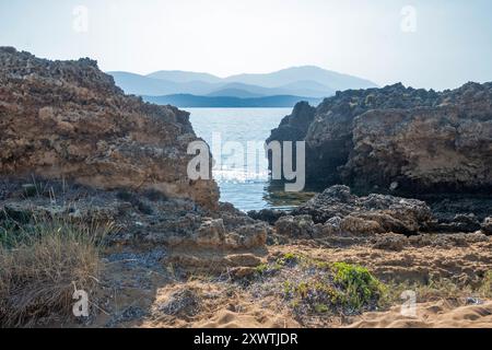 Splendida vista di Lepeda Beach, Cefalonia, Isole Ionie, Grecia Foto Stock