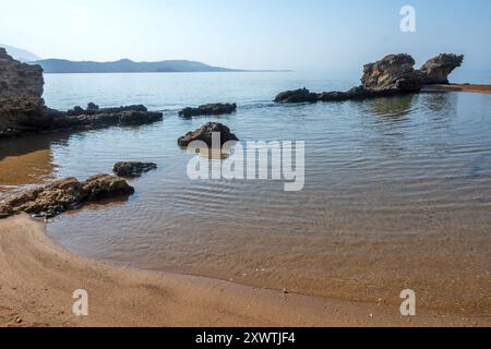 Splendida vista di Lepeda Beach, Cefalonia, Isole Ionie, Grecia Foto Stock