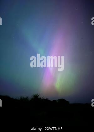 Aurora boreale sull'Isola di Man Foto Stock