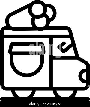 Food truck che porta l'icona della caramella di cotone, stile Illustrazione Vettoriale