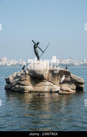 Statua di Curumim nella laguna Rodrigo de Freitas, Rio de Janeiro, Brasile Foto Stock