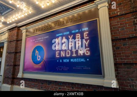 Spot del Belasco Theatre con "Maybe Happy Ending", New York City, USA 2024 Foto Stock