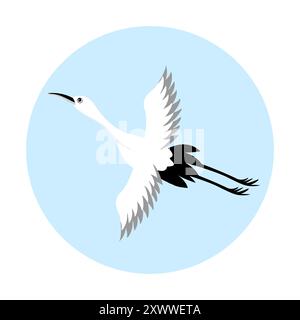 White Stork Flying in the Sky Illustrazione Vettoriale