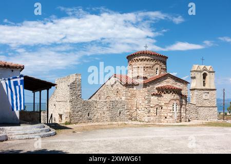 La chiesa della Vergine Maria in Koronisia, golfo Ambraciano, Arta, Grecia Foto Stock