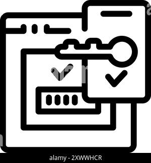Processo di accesso sicuro che prevede l'autenticazione a due fattori con una chiave e una password per una maggiore sicurezza dell'account Illustrazione Vettoriale