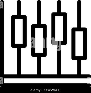Semplice icona vettoriale di un grafico a candelabro del mercato azionario, utile per le pubblicazioni finanziarie Illustrazione Vettoriale