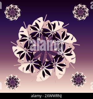 Toni prevalentemente tenui di viola marrone e beige che creano un senso di calore e profondità formazioni simili più piccole sono sparse intorno al fico principale Illustrazione Vettoriale