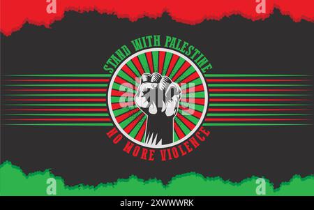 We Stand with Palestine niente più violenza banner design file grafico vettoriale Illustrazione Vettoriale