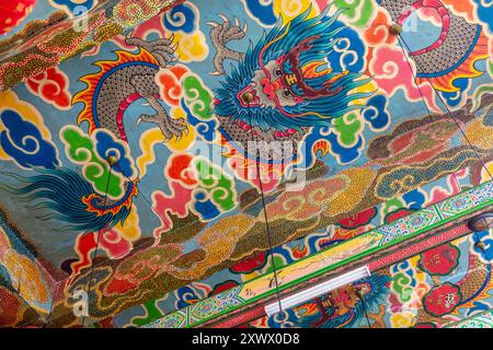 Wat Dibayavari Vihara (Kham Low Yi o Tempio del Drago Verde / Tempio dell'acqua Santa), tempio cinese vietnamita, Phra Nakhon, Bangkok, Thailandia Foto Stock